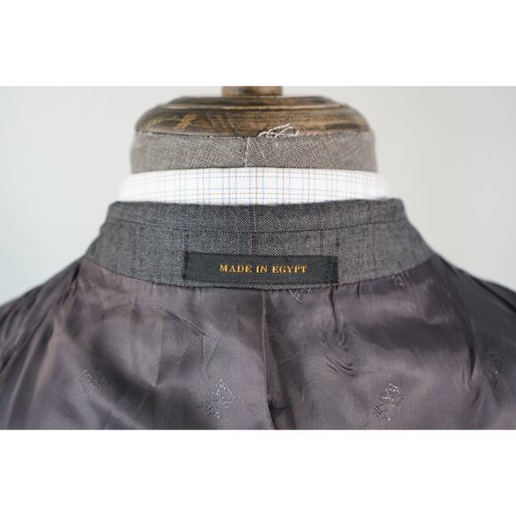 Jos A Bank Reserve Suit Jacket Mens 44R Vitale Barberis Wool Windowpane Gray EUC - Picture 6 of 8
